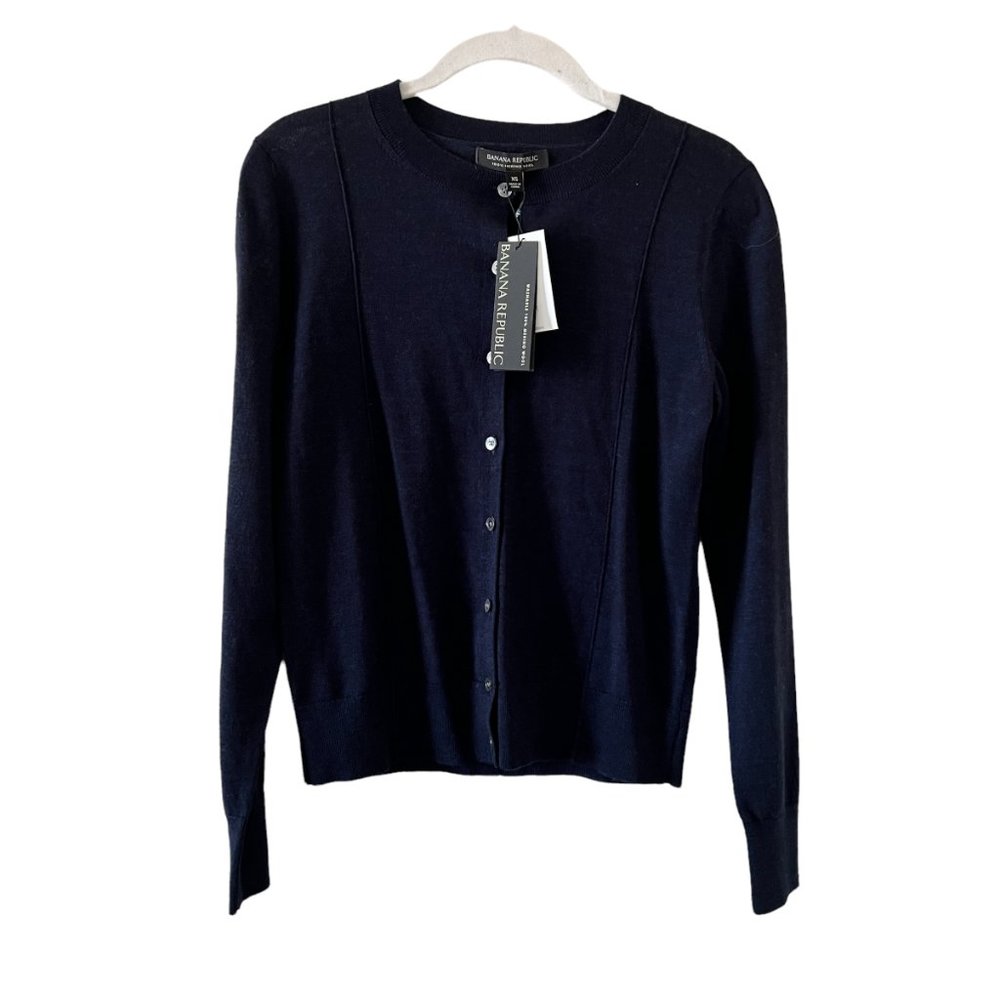 NWT Banana Republic Merino Wool Cardigan Dark Blue Size XS